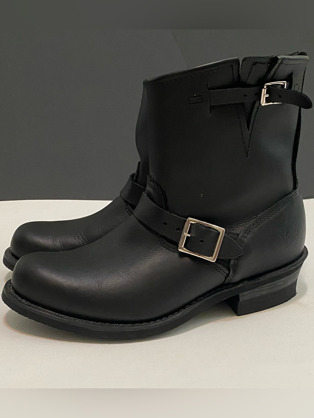 Frye Black Leather Engineer Boots 10